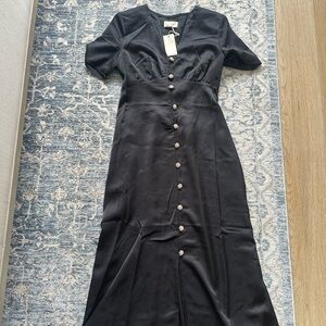 MELLODAY Black Button-Front Midi Dress